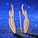 EVER FAITH 925 Sterling Silver CZ Art Deco Vine Sweep Ear Cuff Wrap Hook Earrings Clear Rose Gold-Tone