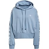 Adidas Women's Classics Satin Tape Cropped Hoodie Sweatshirt, Ambient Sky