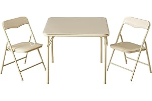 IDEA NUOVA Heritage Kids Beige Kids Activity Table and Chair Set,3-Piece Furniture Set with 1 Square Table & 2 Folding Chairs,Playroom Table Set for Ages 3+