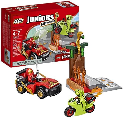 Lego Year 2016 Juniors Ninjago Series Set #10722 - SNAKE SHOWDOWN with Ninja Car, Motorbike Plus Kai and Lasha Minifigure (Pieces: 92)