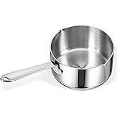 Stainless Steel Butter Warmer Measuring Pan 0.5 Quart Small Sauce Pan 18/10 Tri-Ply Stainless Steel Saucepan with Dual Pour Spouts