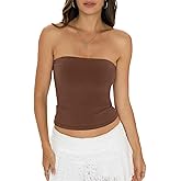 EasyGala Womens Cotton Tube Tops Sexy Fitted Strapless Shirts Basic Going Out Backless Bandeau Tops Cute Trendy Clothes