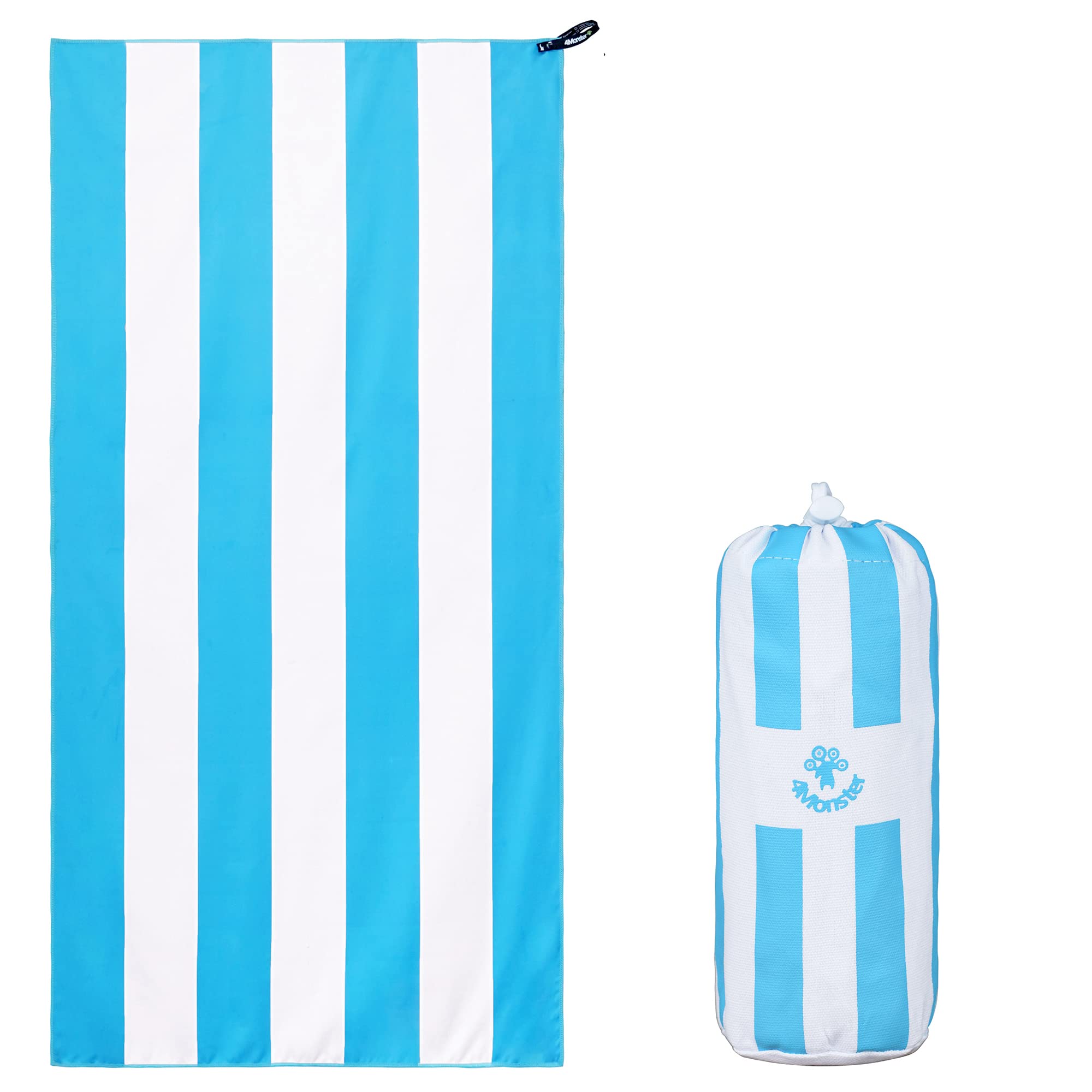 4Monster Microfiber Beach Towel with carry bag Sand Proof Travel Towel Quick Dry Lightweight Towel for Hiking Yoga Gym Sports Swimming Camping Fitness Bath — image 1