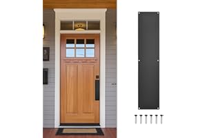 GLOKUUCA 1 Pcs Push Door Plate - 3.3 x 15 Inches Aluminum Door Push Plate Door Kick Plate,1.5mm (1/16 Inch) Thickness,Metal Door Plate with 6 Screws for Door Interior Exterior (Black)