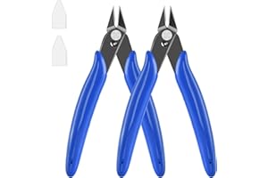 LBOKLING 5 Inch Micro Flush Cutter, 2 Pack Small Wire Cutters Spring Loaded Cutting Pliers, Wire Cutters for Jewelry Making, Soft Copper Wire, Floral, Electronics, Model Craft, Heating Wire, 3D Print