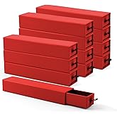 Lainrrew Jewelry Gift Box, Luxury 12-Pack Jewelry Gift Box Velvet-Lined, Compact Drawer Style for Earrings & Rings, Stylish Necklace Bracelet Organizer, 8.3x1.8x1.4 Inches (Red)
