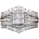 ENDLESSNESS & ETERNITY Large Emerald Cut V Curve CZs Simulated Diamond 14K Gold Plated Wedding Band Ring Half Eternity Engagement Bridal Ring