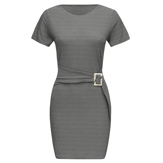 💖💖Mujeres De Moda Sexy con Cuello En O Vestido De Color ...