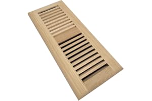 Homewell White Oak Wood Floor Register Vent Cover, Drop in Vent with Damper, 4x14 Inch, Unfinished