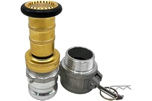 SAFBY Fire Hose Nozzle NPSH/NPT Thermoplastic Fire Equipment Spray Jet Fog with Aluminum Female and Male Fitting (2 Inch Brass)