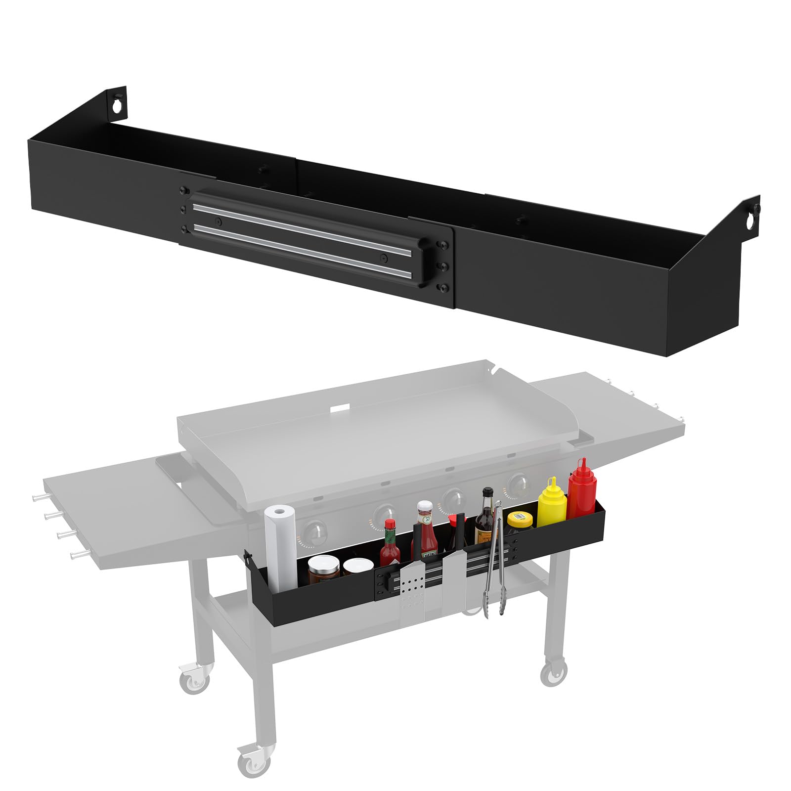 Photo 1 of BBQration Griddle Front Accessory Shelf for Blackstone 36", Storage Box with Tool Holder for Blackstone Griddle Accessories 36 Inch, Front Shelf Caddy for Black stone Tools Caddy