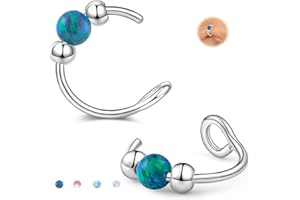 GREETING CARD EARRINGS Fake Nose Ring Hoops Opal Fake Septum Nose Piercing Jewelry 20G Clip On Surgical Steel Faux Nose Rings for Women Men Non Pierce Lip Ear Cartilage Helix Rings No Piercing Body Jewelry