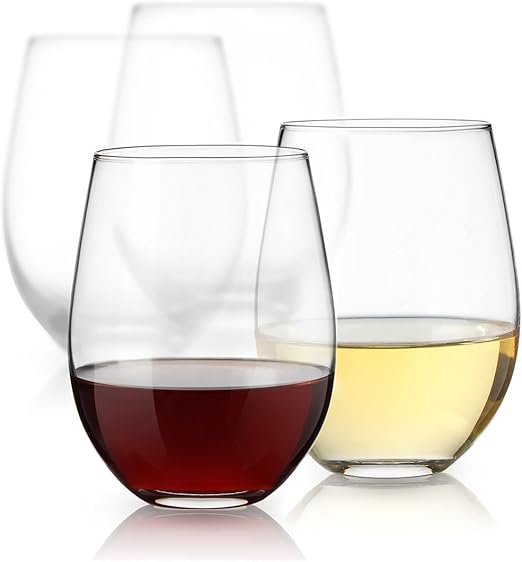 Amazon Com Luminarc 15 Ounce Stemless White And Red Wine Glasses