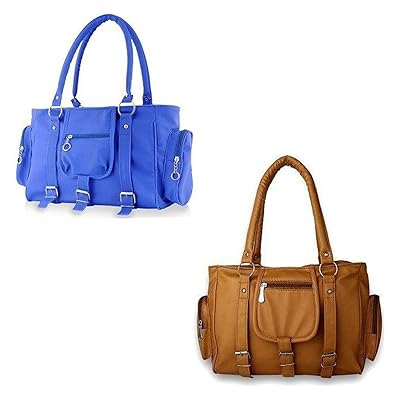 LegendMart PU Leather Womens Handbag Blue & Musted
