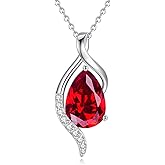 FANCIME Birthstone Necklace for Women Teardrop Cubic Zirconia Necklace S925 Sterling Silver Gentle Love Birthday Gifts for Mom Women, 16"+2" Inches
