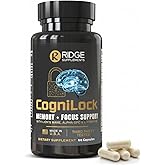 CogniLock Nootropic Brain Supplements for Memory and Focus - Cognitive Supplement for Men, Women & Seniors - Brain Fog Vitamins w/Lion’s Mane, Alpha GPC, Citicoline, CognatiQ™ Coffee Fruit - 60 Pills
