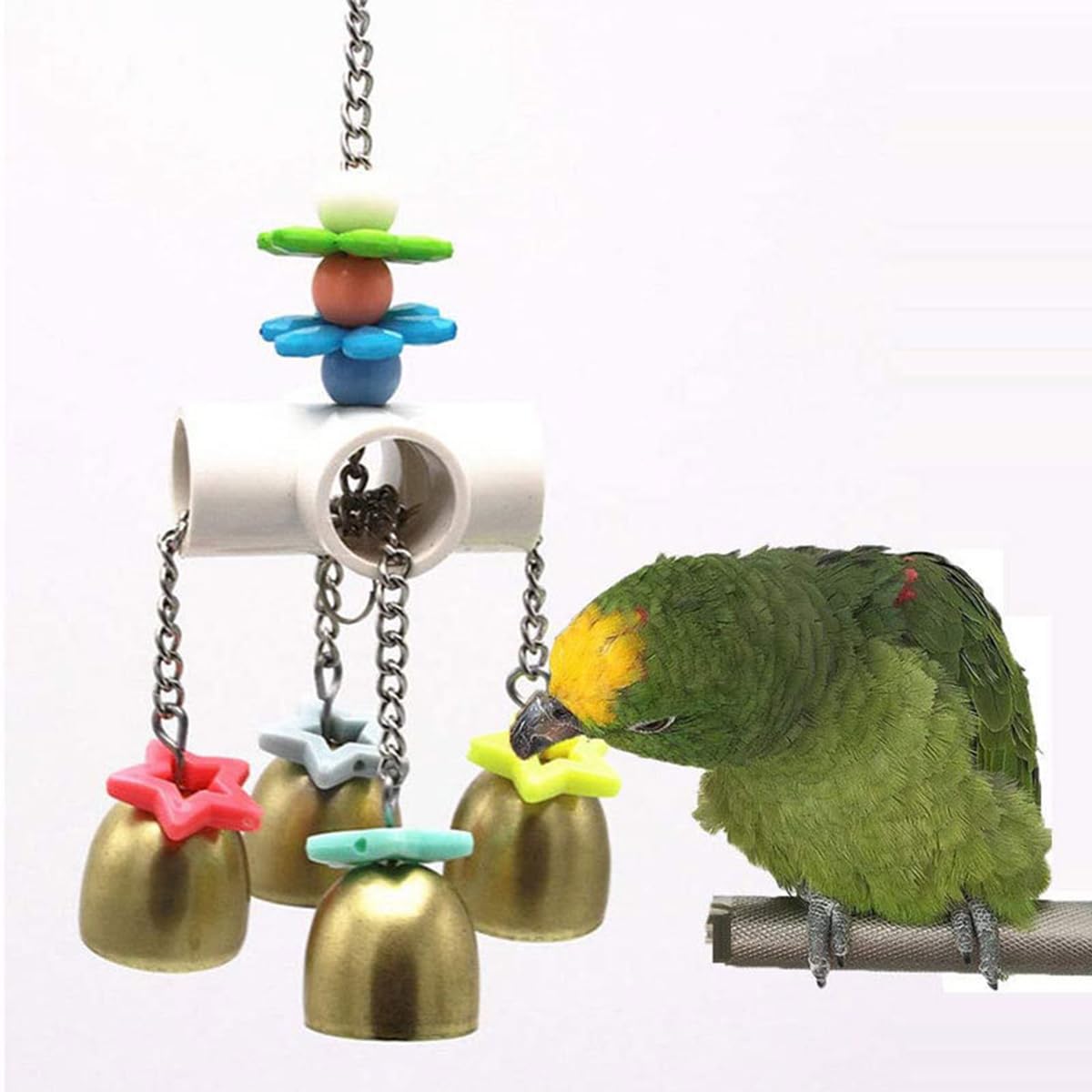 ZYYRSS Parrot Hanging Bell Toy, Colorful Bird Chewing Toys Climbing Ringing Bells Bird Toys Parrot Cage Bite Toys for Parakeet Cockatiel Conure