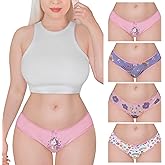Littleforbig Women's Ladies Soft Cotton Underwear Comfortable Hipster Briefs 4 Pack Panties Set - Unicorn Pattern