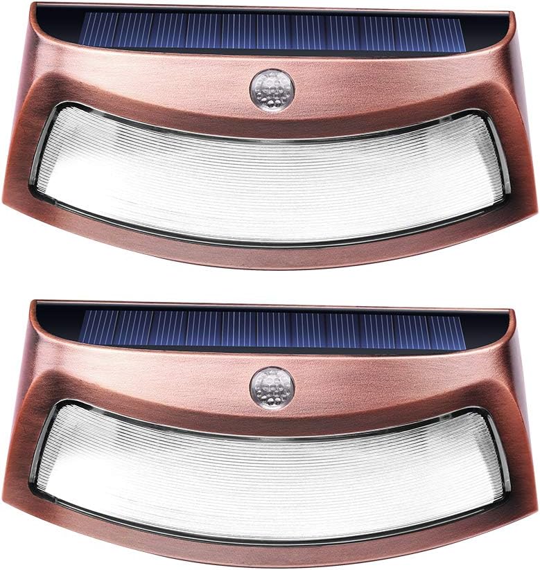 Solar Deck Lights, Outdoor 4 LED Step Light Waterproof Security Stair Lamps for Pathway Yard Wall Walkway Garden Driveway (Cool White, 2 Pack)