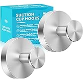 Fliverly 2pcs Suction Cup Hooks for Shower,Inside Shower,Wall,Bathroom,Bedroom,Kitchen,Door,Glass Window, Mirror, Tile, No Drilling Hanging for Towels,Robes,Loofah,hat,Clothing,Wreath (Pro-Sliver)