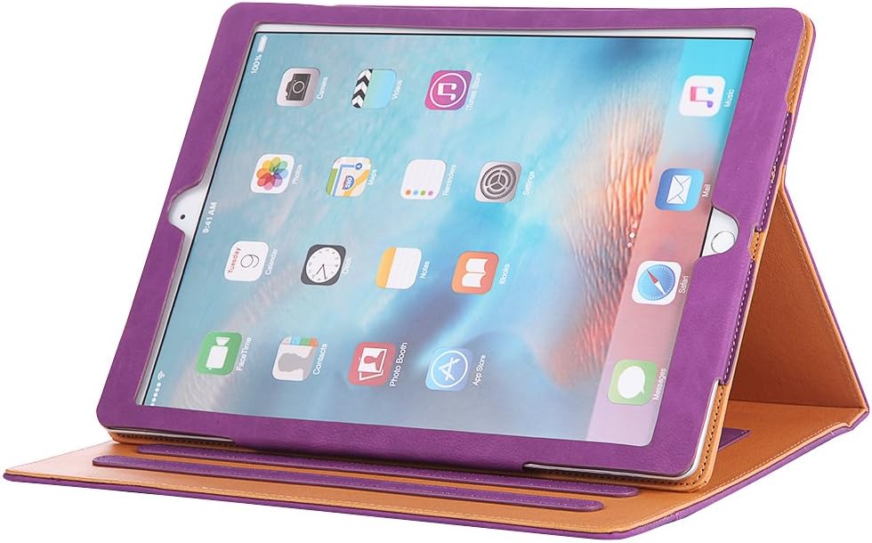 I4UCase Apple iPad 9.7 Inch 2017/2018 (5th/6th Generation) Case - Soft Leather Stand Folio Case Cover for iPad 9.7 Inch, with Multiple Viewing Angles, Auto Sleep/Wake, Document Pocket (Purple)