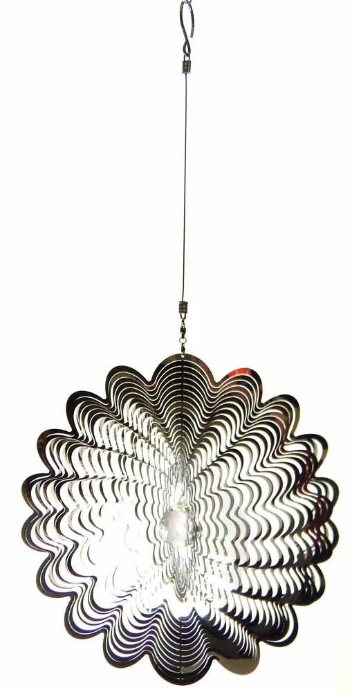 Hanging Stainless Steel Garden Wind Spinner Sun Catcher Crystal - Large Flower