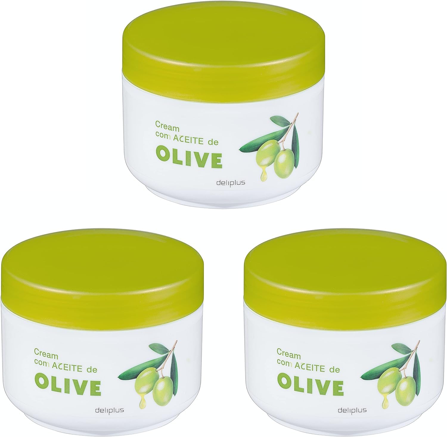Pack 3 Crema corporal con aceite de oliva Deliplus | Para todo tipo de pieles | Pack 3 Tarros x 250 ml