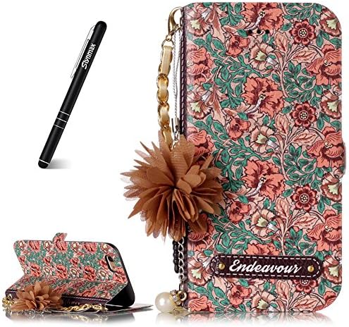 Slynmax iPhone 6 Plus Phone Case, iPhone 6s Plus Case Wallet, [Florid Series] Premium PU Flip Folio Leather Cell Phone CaseShockproof + 1* Stylus Pen