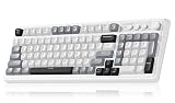 AULA 99 Wireless Keyboard, Custom Computer Keyboard, Tri-Mode Bluetooth 5.0/2.4GHz/USB-C Cute Creamy Gaming Keyboards with Number Pad, RGB Backlit Media Knob Programmable Keybaord for PC Gamer - Grey