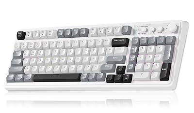 AULA 99 Wireless Keyboard, Custom Computer Keyboard, Tri-Mode Bluetooth 5.0/2.4GHz/USB-C Cute Creamy Gaming Keyboards with Number Pad, RGB Backlit Media Knob Programmable Keybaord for PC Gamer - Grey