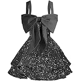 WWOM Sparkly Tiered Sequin Flower Girl Dress Spaghetti Straps Short Birthday Pageant Formal Mini Dresses