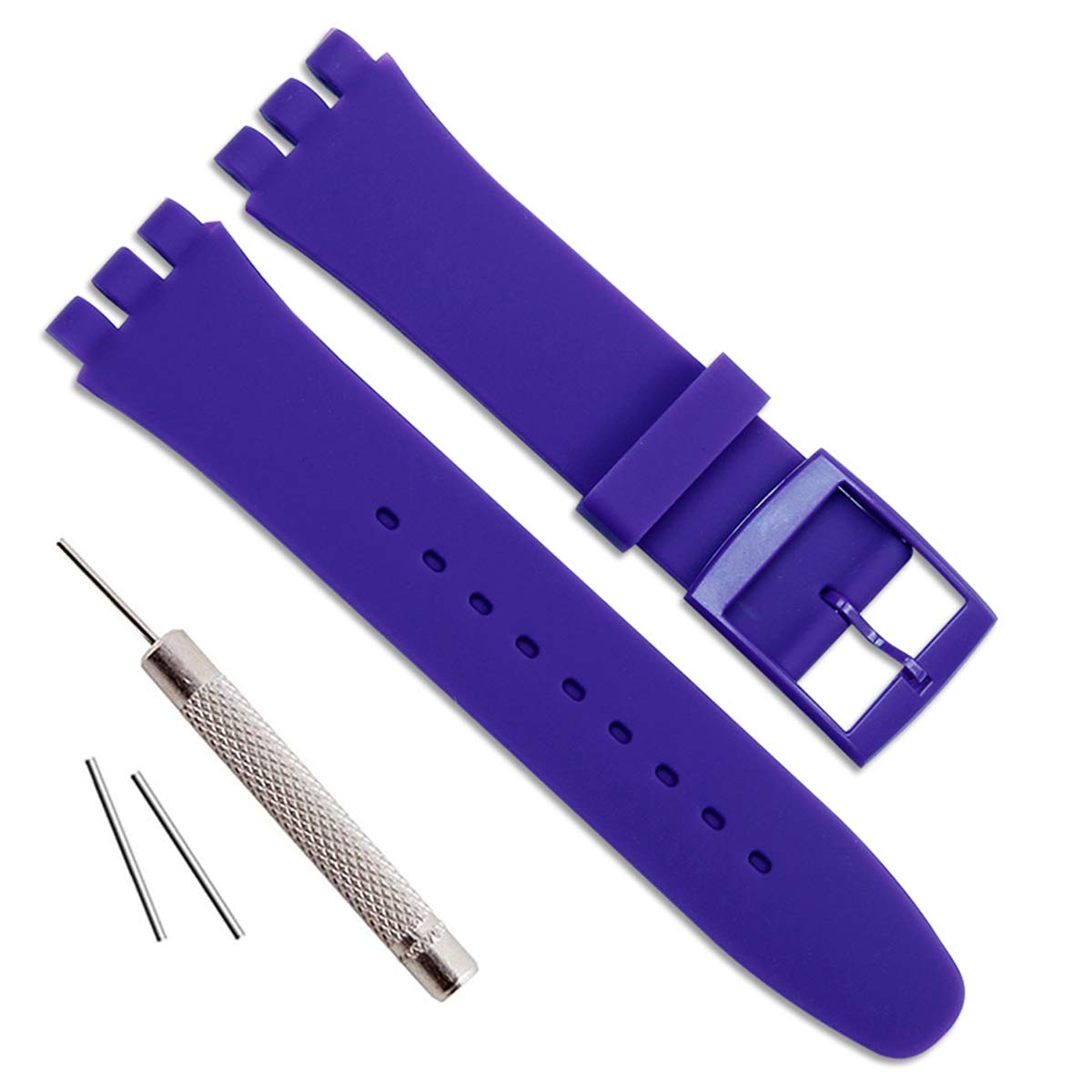 Waterproof Silicone Rubber Watch Strap Watch Band for Swatch (17mm 19mm 20mm) (19mm, Blue)