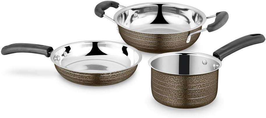 Ideale Stainless Steel Cookware Set, 3-Pieces, Brown