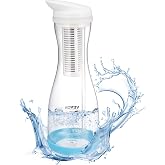 VEVOR Water Filter Pitcher, 6 Cup Glass Water Filter Dispenser, Fast &amp; Compact Fridge-Friendly Water Filtration System, No BPA, Lasts 3 Months or 211 Gallons, Reduces Chlorine, Rust, Odors, PFOA/PFOS