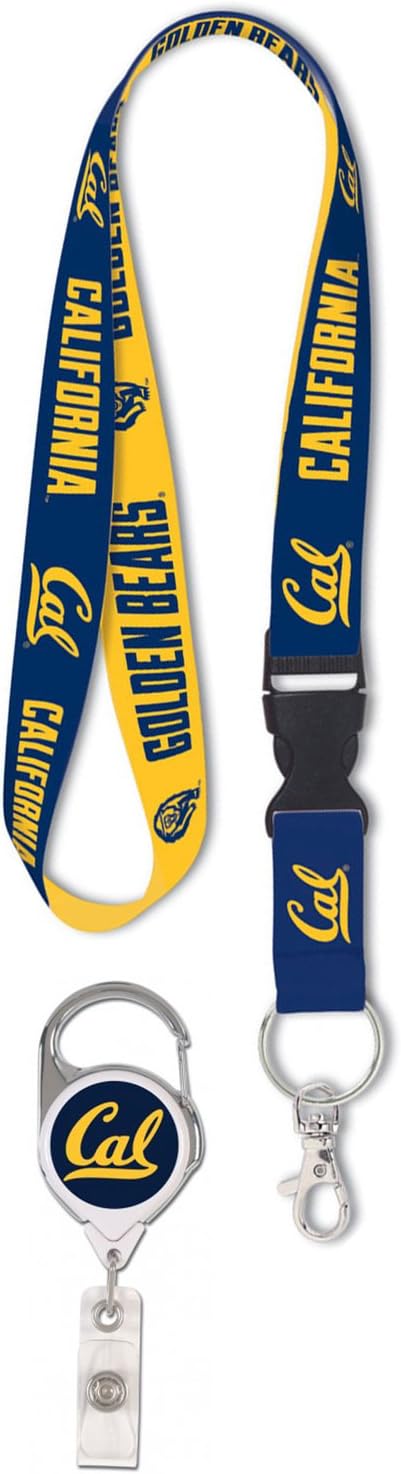 WinCraft Bundle 2 Items: California Golden Bears 1 Premium Lanyard and 1 Premium Badge Reel
