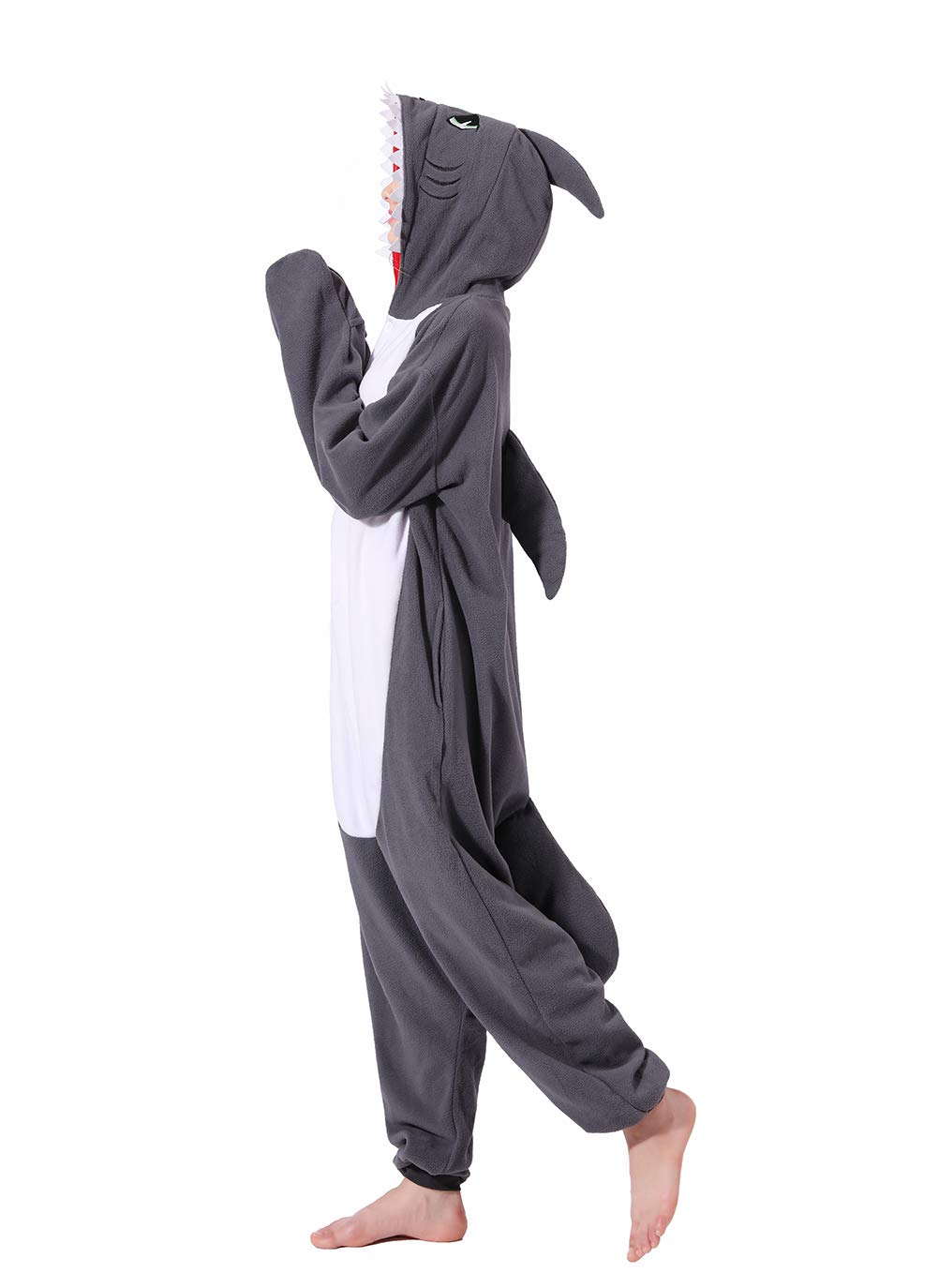 Photo 1 of Men's Grey Shark Onesie Adult Unisex Animal Cosplay Costume One Piece Pajamas for Adult