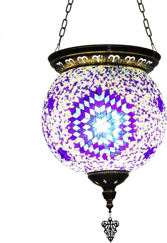 Carl Artbay Bohemian Style Glass Chandelier, Hanging Ceiling Tiffany Style Lamp Turkish Moroccan Mosaic Crafts Living Room Dining Room Study Hallway Unique Creativity