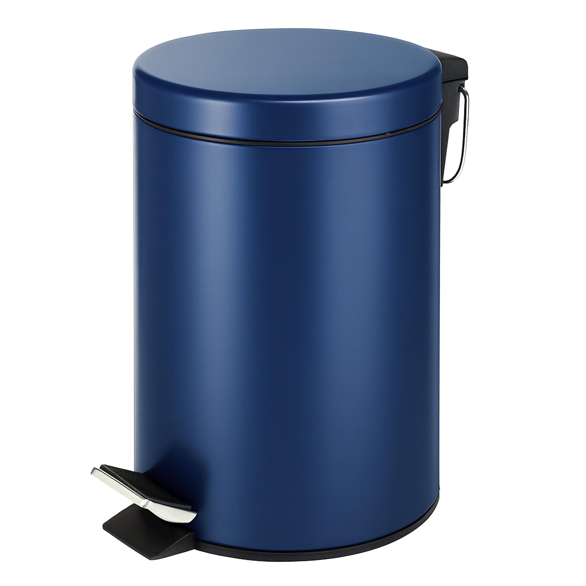 Novel Solutions Innoteck Essentials Round Colour Coated Pedal Bin 3L Dustbin Size 26x17cm for Kitchen and bathroom, Matt Blue, Metal, 3 Litre