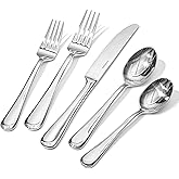 Silverware Set for 6, 30 Piece Stainless Steel Flatware Cutlery Utensil Set | KINGSTONE Heavy Duty Utensils, Modern Design, Mirror Polished Knives Fork and Spoon,Dishwasher Safe for Wedding Housewarming