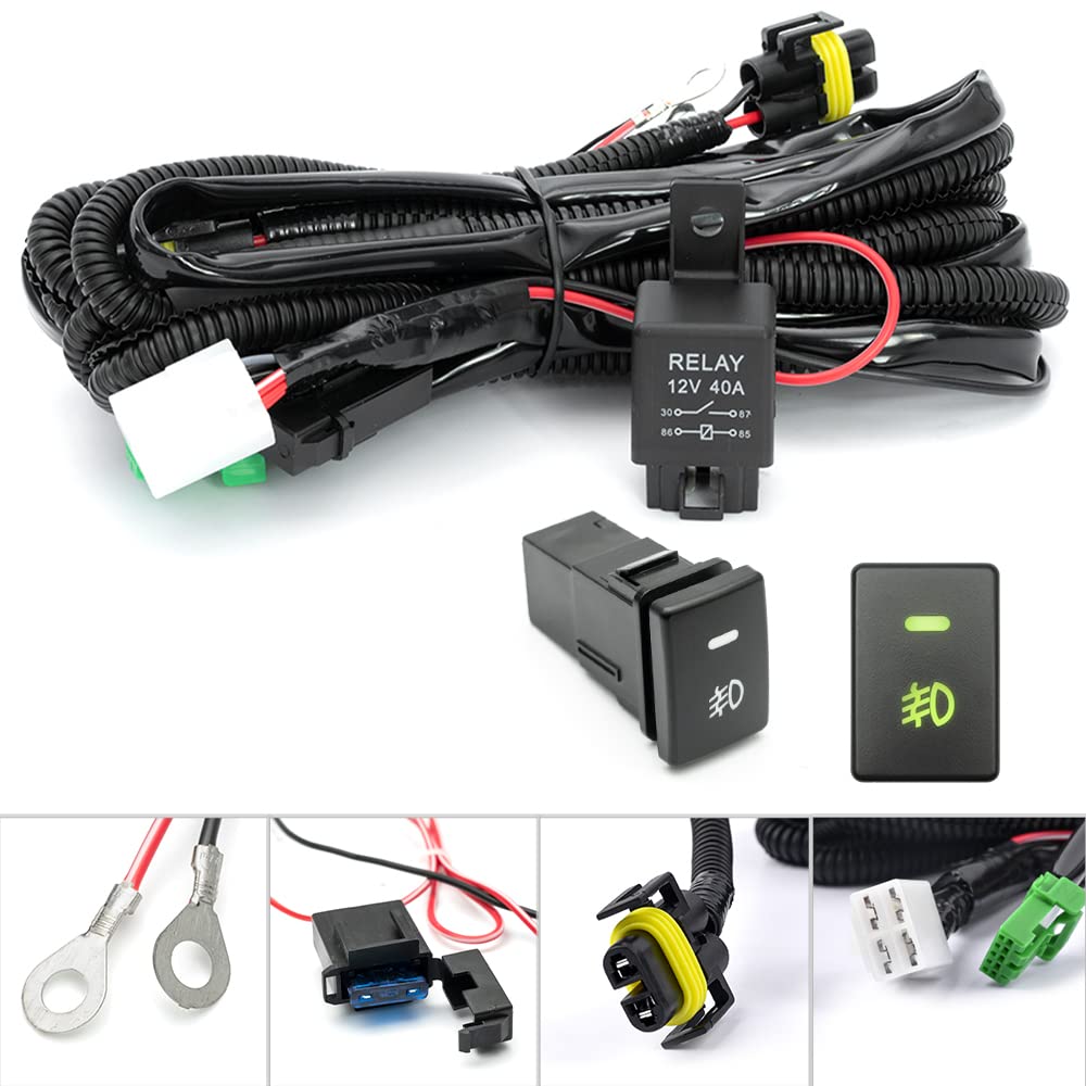 Photo 1 of H11 H8 880 881 Fog Light Wiring Harness Socket Wire Connector for 2005-2022 Toyota Tundra Tacoma 4Runner RAV'4 Prius for Scio'n for Lexus with 40A Relay & ON/Off Switch Kits LED Fog Driving Light
