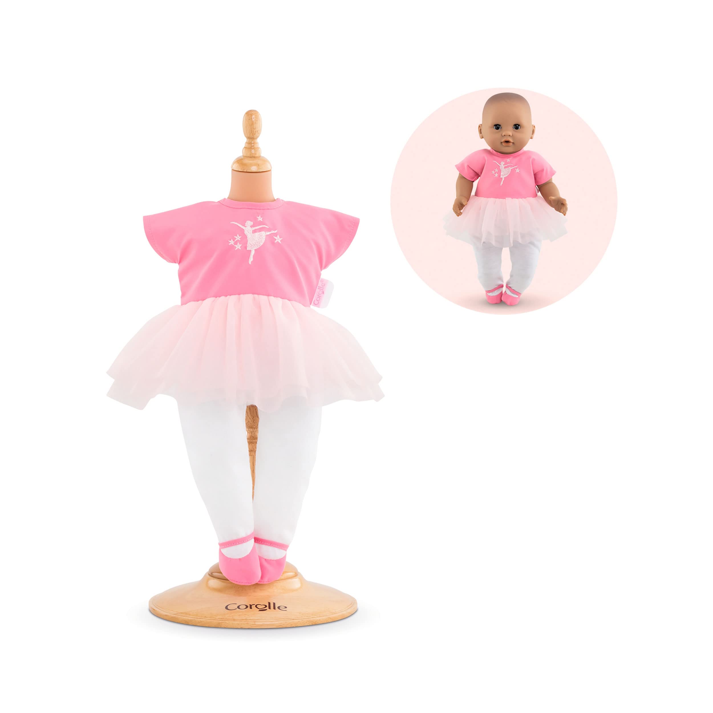 Corolle 9000110400 Ballettoutfit für alle 30cm Babypuppen Mon Premier Poupon Ballet Outfit for All 30 cm Baby Dolls, Solid, Pink, Small