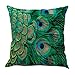 Qinqingo Colorful Peacock Feather Throw Pillow Case Cushion Cover Home Sofa Decor Toss Pillow Pillowcases (Set of 4)