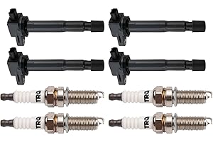 TRQ Ignition Coil and Spark Plug Kit 8 Piece Iridium Spark Plugs Compatible with 2008-2012 Honda Accord 2012-2015 Civic 2010-2014 CR-V 2012-2015 Crosstour 2009-2013 Acura TSX 2013-2015 ILX
