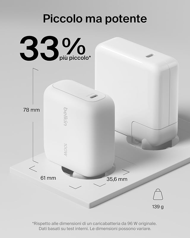 BOOSTCHARGE 100W USB-C GAN LADE - EINKLAPPBAREM STECKER WEI