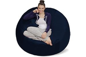 Sofa Sack Bean Bag Chair - Plush, Ultra Soft - Memory Foam Bean Bag Chair with Microsuede Cover - Stuffed Foam Filled Furniture and Accessories for Dorm Room 5 Feet - Navy