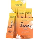 Recess Mood Powder, Magnesium L-Threonate Blend with Passion Flower, L-Theanine, Electrolytes, Magnesium Calm Support Powder Supplement - Lemon Citrus Pack of 10