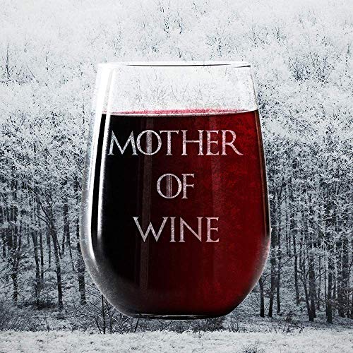 Wine Glasses Set of 4, Stemless Wine Glasses 17oz | Inspired by Game of Thrones | Engraved- Drinkware | Funny Novelty gifts for Men and Women - Made in USA. Includes free Wine Food Pairing Card - Thumbnail 2