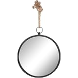 Stonebriar Round Decorative Mirror with Metal Frame & Rope Hanging Loop for Wall, Nautical Home Décor, Medium