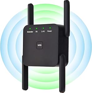 BAMST WiFi Extender, WiFi Booster 1200Mbps, WiFi Extenders Signal Booster for Home, Dual Band High Speed WiFi Repeater Stable WiFi Signal Booster with 4 Antennas for Smart Devices, Carbon Black