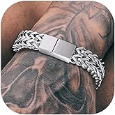 Richsteel Bracelets for Men 6mm/10mm/12mm Width Stainless Steel With Sturdy Clasp Franco Curb Chain Mens Bracelet 7.4/8.2/9 Inches Length